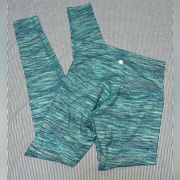 Lululemon Wunder Under Blue Green Leggings Size 6 - Picture 4 of 4
